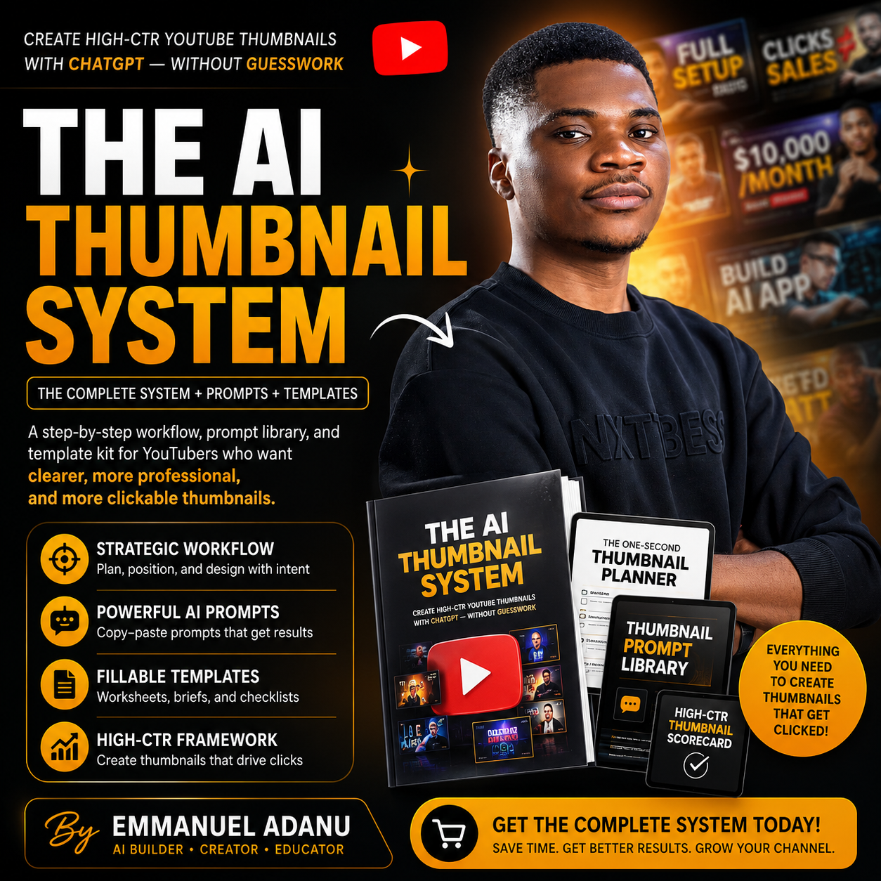 The AI Thumbnail System product bundle flyer
